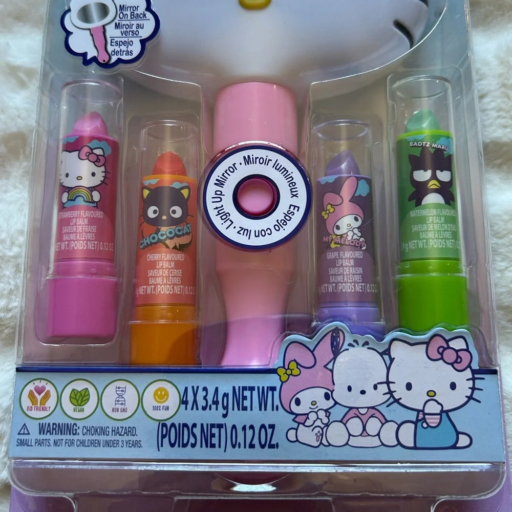 Townley Girl Sanrio Hello Kitty&Friends Plant Based Lip Balm and Mirror Set